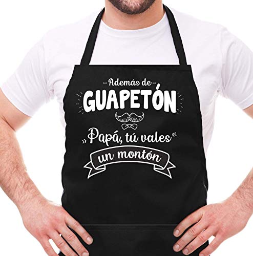 Delantal Frase Papa ADEMAS DE GUAPETON Papa TU VALES UN Monton Regalo Padre