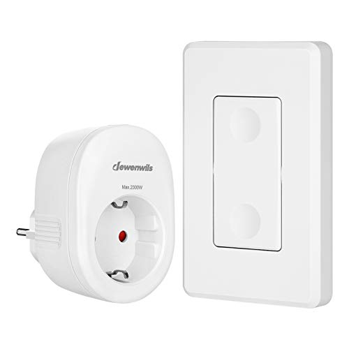 DEWENWILS - Juego de enchufes inalámbricos con interruptor de pared, interruptor de encendido y apagado por radio, no requiere cables, interruptor de luz ampliable, alcance de 30 m, certificado CE