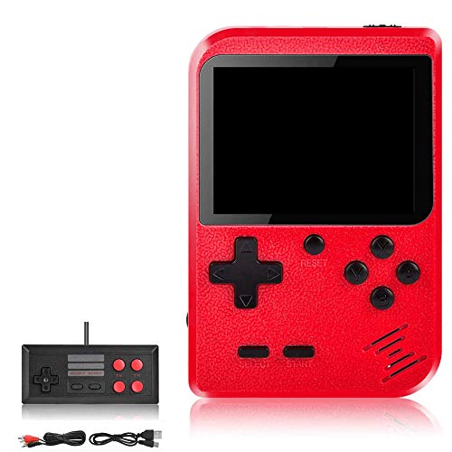 DigitCont Consola de Juegos Portátil, 3 Pulgadas 500 Juegos Retro FC Game Player Consola de Juegos Clásica 1 Carga USB,Soporte Dos Jugadores ,Regalo de Cumpleaños para los Niños Padres Rojo