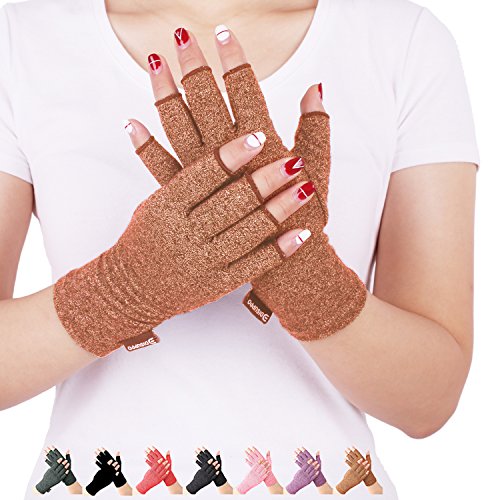 DISUPPO Guantes Compresión Anti-Artritis Hombres Mujeres Ofrecen Calor y Compresión para Ayudar a Aumentar la Circulación Reduciendo el Dolor y Promover la Sanación(Marrón, M)