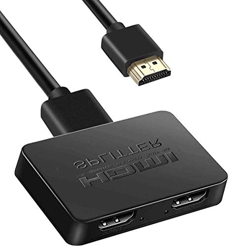 Divisor HDMI de 1 Entrada y 2 Salidas, FHD 3D 4K HDMI Splitter para Monitores Duales, Duplicador HDMI 1x2, para Xbox, PS4, PS3, BLU-Ray Player, HDTV, DVD