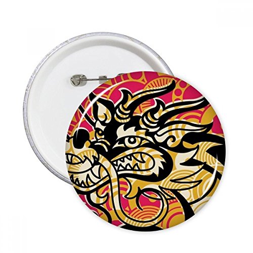 DIYthinker Figuras de dragón chino Asia Negro Ronda botones Botón de la insignia Ropa Decoración 5Pcs regalo XXL Multicolor