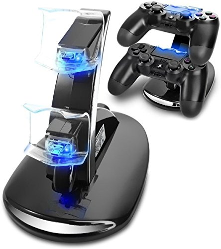 Dock Station Stand PS4 Musou USB Dual Base controller PS4 Stand con Indicador LED Compatible Sony Playstation 4/PS4 Pro/PS4 Slim Mando Inalámbrico Gamepad.
