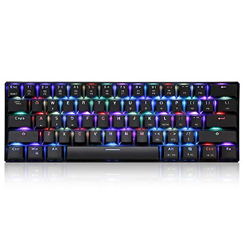 Docooler MOTOSPEED CK61 Teclado mecánico para Juegos RGB Interruptores Azules OUTMU Teclado 61 Teclas Anti-Efecto Fantasma con luz de Fondo para Juegos Negro