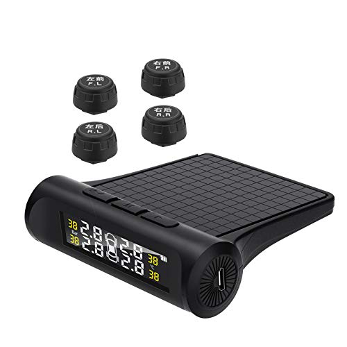 Docooler TPMS Sistema de Monitoreo de Presión de Neumáticos, Sistema de Control de Presión de Neumáticos para Coche con 4 Sensores Externos, LCD Pantalla en Tiempo Real Presión y Temperatura