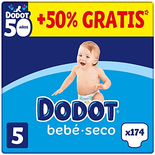 DODOT Bebé-Seco - Pañales Talla 5, 174 Pañales, 11-16kg, BOX ANIVERSARIO +50% GRATIS