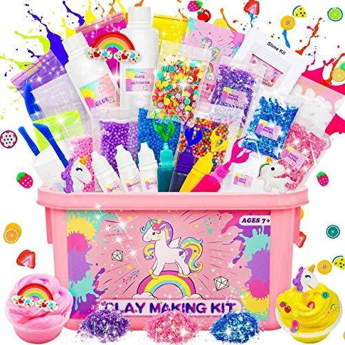 Dookey Kit de Slime, DIY Slime Set, Hágalo Usted Mismo con 45 PSC en una Caja, Original Stationery Slime con Activador de Arcilla, Edulcorante, Regalo para Niñas y Niños en Fiesta