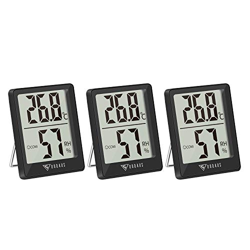 DOQAUS 3 Piezas Mini Termómetro Higrómetro Digital, Medidor de Temperatura con 5s de Respuesta Rápida para Temperatura y Humedad del Casa Ambiente (Negro) DOQAUS 3 Piezas Mini Termómetro Higrómetro Digital, Medidor de Temperatura con 5s de Respuesta Rápida para Temperatura y Humedad del Casa Ambiente (Negro)