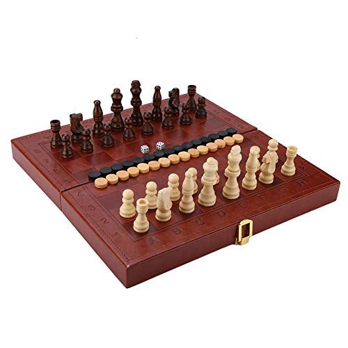 Duchas de Ajedrez 3-En-1 de Madera Para Niños Juegos de Mesa de Backgammon Occidental Caja de Cuero de Imitación con Edición Grande Duchas de Ajedrez 3-En-1 de Madera Para Niños Juegos de Mesa de Backgammon Occidental Caja de Cuero de Imitación con Edición Grande