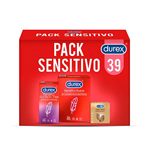 Durex Pack Preservativos Sensitivo Suave + Sensitivo Contacto Total + Real Feel Sin Latex - 39 condones Durex Pack Preservativos Sensitivo Suave + Sensitivo Contacto Total + Real Feel Sin Latex - 39 condones
