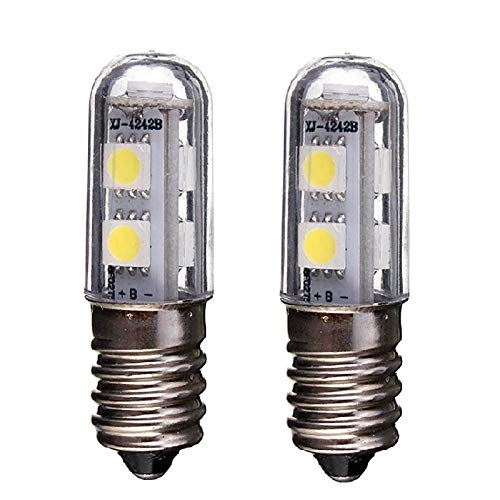 E14 Bombilla LED para lámpara de refrigerador, 1W, 220V CA, 7 leds SMD 5050, Bombilla LED blanca cálida, Para luz de refrigerador, Lámpara de costura, Mini luz de mesa, Paquete de 2 E14 Bombilla LED para lámpara de refrigerador, 1W, 220V CA, 7 leds SMD 5050, Bombilla LED blanca cálida, Para luz de refrigerador, Lámpara de costura, Mini luz de mesa, Paquete de 2