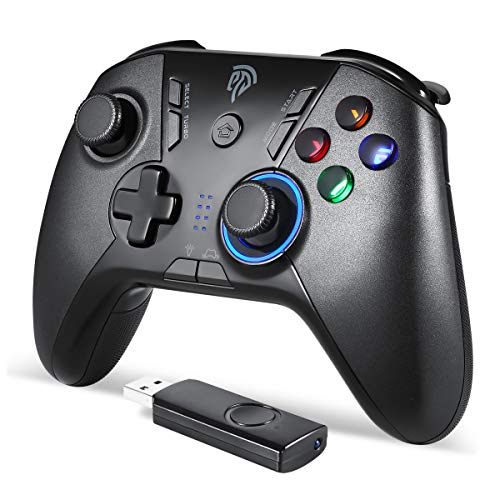 EasySMX Mandos Inalámbricos, [Regalos] 2.4G Mandos PS3 Batería, Gamepad con 5 Velocidades para Adjustar LED, Vibración Dual, Turbo y 4 Botones Programables para PS3/ Andriod Móvil/PC/Tablet/TV/TV Box