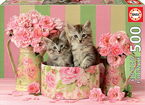 Educa- Gatitos con Rosas Puzzle, 500 Piezas, Multicolor (17960)