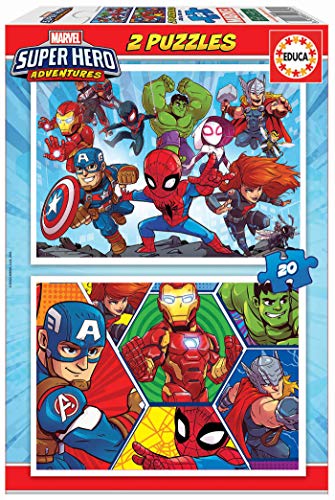 Educa- Marvel Super Heroe Adventures 2 Puzzles Infantiles de 20 Piezas, a Partir de 3 años (18648)