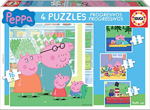 Educa Peppa Pig Conjunto de Puzzles Progresivos, multicolor (15918)