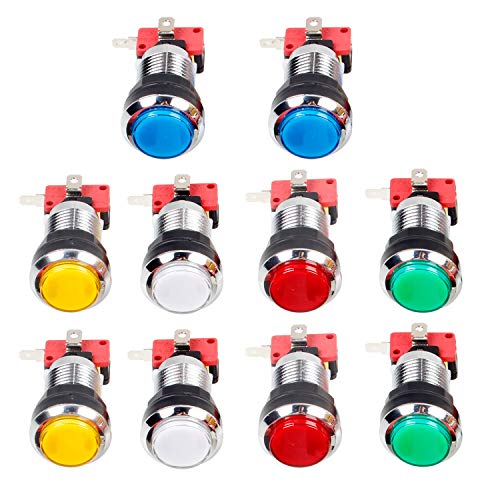 EG STARTS 10x Arcade Chrome LED botones iluminados con interfaz de 4.8 mm Micro Switch para juegos de máquinas Arcade Mame Jamma Parts 12V (cada color de 2 piezas) EG STARTS 10x Arcade Chrome LED botones iluminados con interfaz de 4.8 mm Micro Switch para juegos de máquinas Arcade Mame Jamma Parts 12V (cada color de 2 piezas)