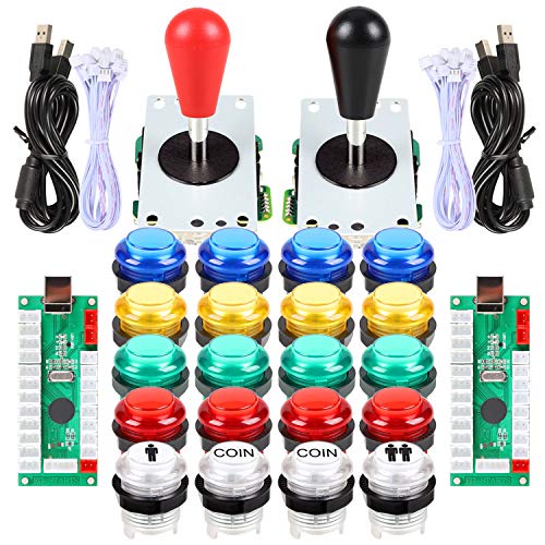 EG STARTS 2 Piezas de Arcade LED para Jugadores DIY Codificador USB 2X Elipse Óvalo Joystick de Estilo 20x Botones de Arcade LED para PC Sistema de Windows Raspberry Pi MAME (Mixed Color Kit) EG STARTS 2 Piezas de Arcade LED para Jugadores DIY Codificador USB 2X Elipse Óvalo Joystick de Estilo 20x Botones de Arcade LED para PC Sistema de Windows Raspberry Pi MAME (Mixed Color Kit)
