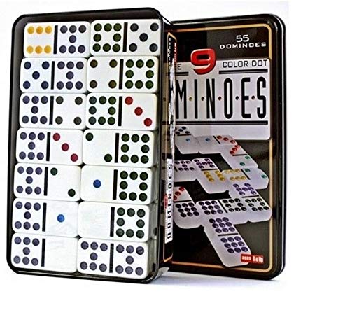 EMCEURO Juego de Domino Doble 9 de Colores 55 fichas + Caja Metal Dominoes EMCEURO Juego de Domino Doble 9 de Colores 55 fichas + Caja Metal Dominoes