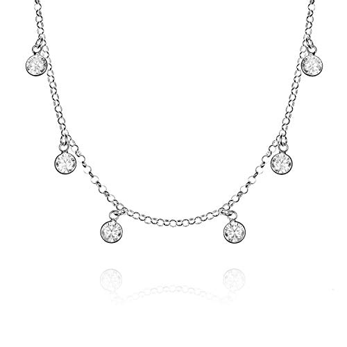 EMPATHY JEWELS Gargantillas de Plata con Circonitas - Collar Mujer Plata de Ley – Gargantilla Mujer Plata con Cadena de Plata de Ley Mujer - Gargantillas Mujer - Dia de La Madre Regalos Original