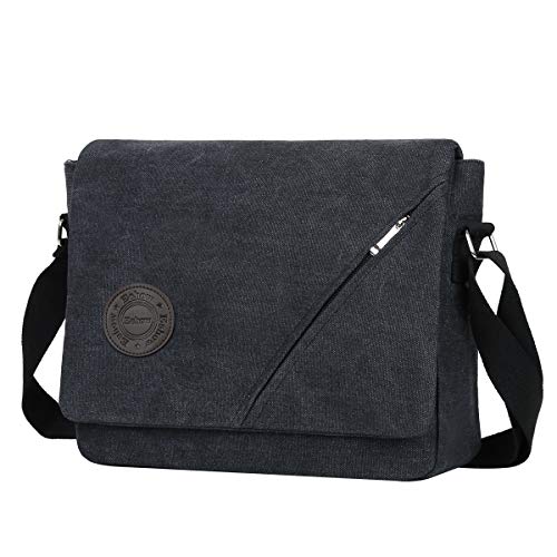 Eshow Bolsos Bandolera a Hombro Tela de Lona para Hombres Mensajero para Ordenador Portátil Negro Eshow Bolsos Bandolera a Hombro Tela de Lona para Hombres Mensajero para Ordenador Portátil Negro