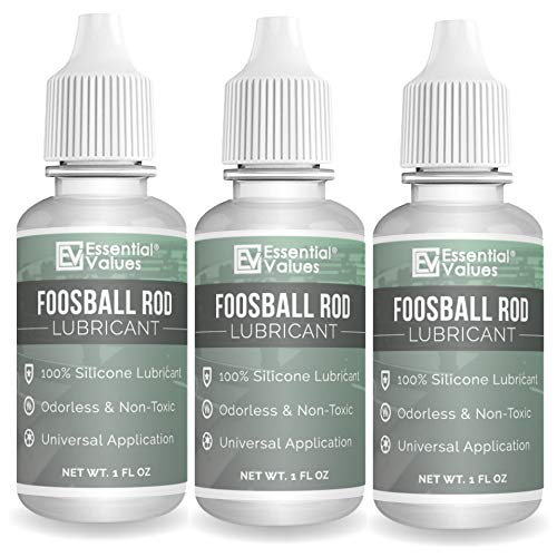 Essential Values Paquete de 3 lubricantes para barra de futbolín, lubricante 100% silicona para barras de mesa futbolín