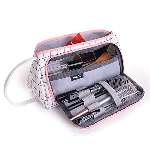 Estuche de Lápices, Estuches Escolar Grande, Estuche Multifuncional con Cremallera, Bolsa de Cosméticos, Bolsa de Papelería, Escuela y Oficina de Alta Calidad Grande Estuches (Blanco a cuadros) Estuche de Lápices, Estuches Escolar Grande, Estuche Multifuncional con Cremallera, Bolsa de Cosméticos, Bolsa de Papelería, Escuela y Oficina de Alta Calidad Grande Estuches (Blanco a cuadros)