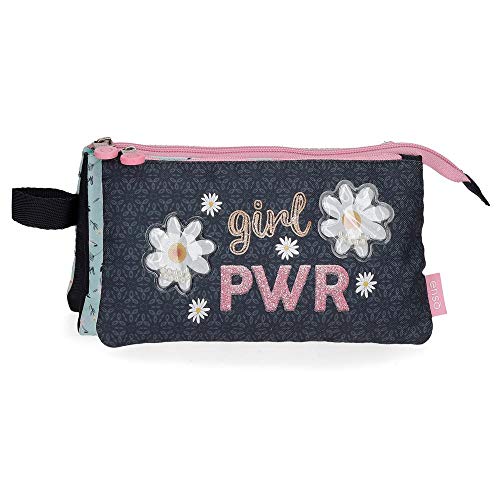 Estuche Enso Girl Power Tres Compartimentos, 22x12x5 cm, Azul