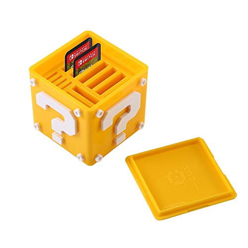 Estuche para Juegos de Nintendo Switch, AOLVO 12-en-1 Lindo Funda para Cartuchos de Juegos llevar 8 Cartuchos de Juego y 4 Tarjetas SD (Amarillo)