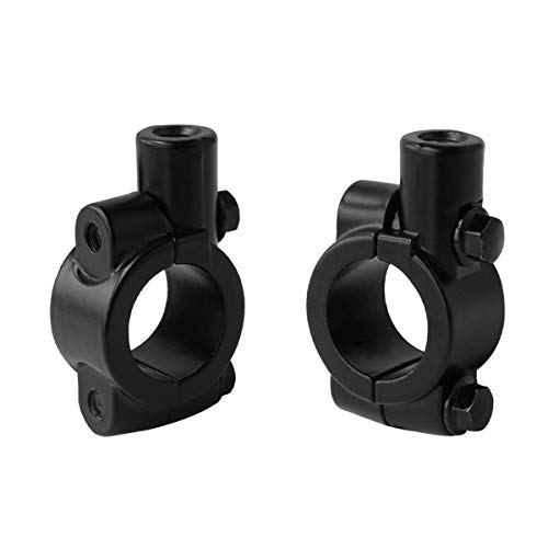 Evermotor 2 soportes universales de 25 mm para manillar, espejos retrovisores, 8 mm, color negro Evermotor 2 soportes universales de 25 mm para manillar, espejos retrovisores, 8 mm, color negro