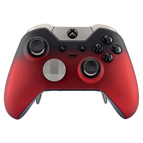 eXtremeRate Carcasa con 2 Anillos para Mando Xbox One Elite Protectora Tacto Suave Placa Frontal Kit de reemplazo Cubierta Shell Funda para Controlador de Xbox One Elite(Modelo 1698) Sombra Rojo