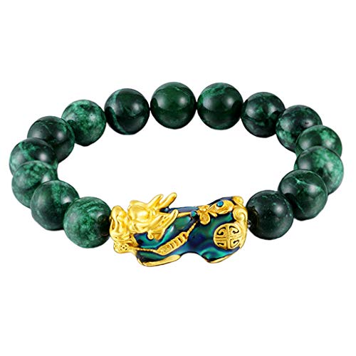 F Fityle Chino Feng Shui Obsidiana Pixiu Pi Yao Pulsera Riqueza Buena Suerte Regalo De Joyería - Verde, Un tamaño F Fityle Chino Feng Shui Obsidiana Pixiu Pi Yao Pulsera Riqueza Buena Suerte Regalo De Joyería - Verde, Un tamaño