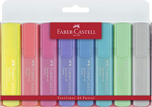 Faber-Castell 154681 - Estuche con 8 marcadores fluorescentes tonos pastel Textliner 1546, colores surtidos Faber-Castell 154681 - Estuche con 8 marcadores fluorescentes tonos pastel Textliner 1546, colores surtidos