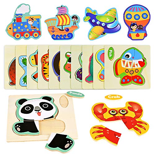 Fabu 16pz Puzzles de Madera Juguetes para Bebes, Habilidad Motora Fina Juego Educativos Rompecabezas Juegos Educativo Preescolar de Aprendizaje Temprano para Niños Fabu 16pz Puzzles de Madera Juguetes para Bebes, Habilidad Motora Fina Juego Educativos Rompecabezas Juegos Educativo Preescolar de Aprendizaje Temprano para Niños