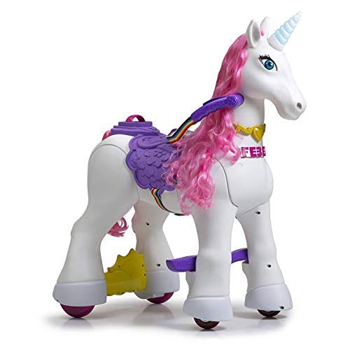 FEBER - My Lovely Unicorn con Melena Rosa, Mascota electrónica y vehículo de batería 12 V (Famosa 800011603)