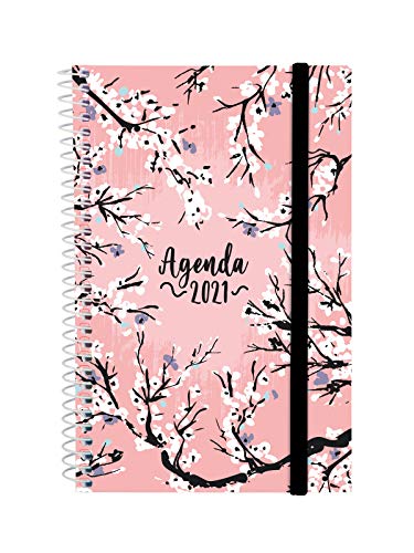 Finocam - Agenda 2021 Semana vista apaisada Espiral Design Collection Sakura Español, Mediano - E5-117x181 mm