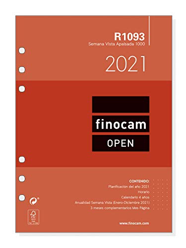 Finocam - Recambio Anual 2021 Semana vista apaisada Open R1093 Español, 1000-155x215 mm