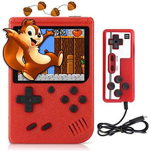 Fivejoy Juegos Electrónicos Portátiles, Consola de Juegos Portátil, Consola Retro 400 Juegos Clásicos Soporte TV Juegos Portátiles y Dos Jugadores, Regalo de Cumpleaños para los Niños Padres Rojo