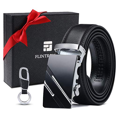 flintronic Cinturón Cuero Hombre, Cinturones Piel con Hebilla Automática, Sencillo y Clásico Perfecto Regalo