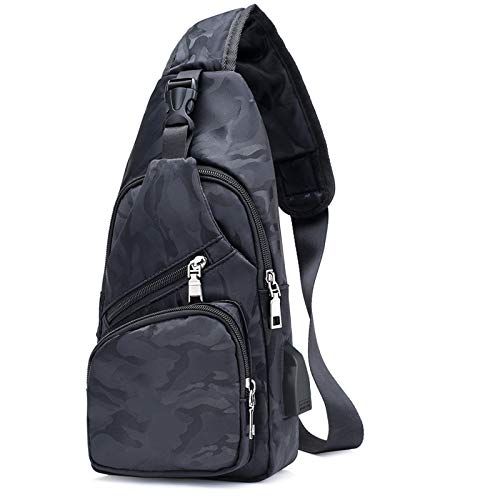 flintronic Sling Bag, Bolsa de Pecho con Puerto de Carga USB, Puerto Crossbody para Hombres Mujeres Senderismo Ligero Ciclismo Mochila de Viaje para Acampar (Incluye 1 Cable USB) flintronic Sling Bag, Bolsa de Pecho con Puerto de Carga USB, Puerto Crossbody para Hombres Mujeres Senderismo Ligero Ciclismo Mochila de Viaje para Acampar (Incluye 1 Cable USB)