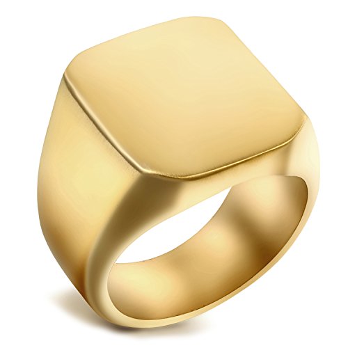 Flongo Anillos Hombre Acero Inoxidable, Anillos de Sello, Grande Alto Pulido, Anillos Biker Motorista Ciclismo, Estilo Punk Rock, Color Dorado Flongo Anillos Hombre Acero Inoxidable, Anillos de Sello, Grande Alto Pulido, Anillos Biker Motorista Ciclismo, Estilo Punk Rock, Color Dorado