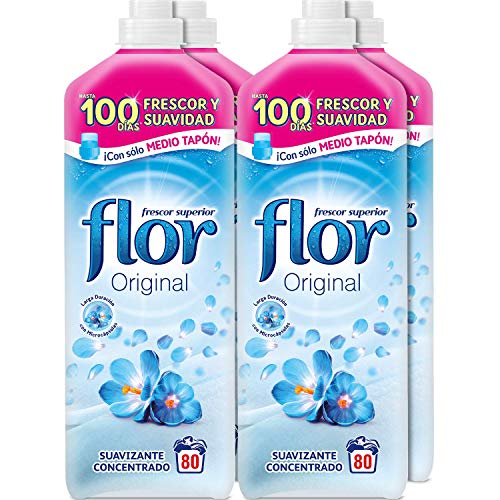 Flor Original - Suavizante concentrado para la ropa, aroma Original - Pack de 4, hasta 320 dosis Flor Original - Suavizante concentrado para la ropa, aroma Original - Pack de 4, hasta 320 dosis