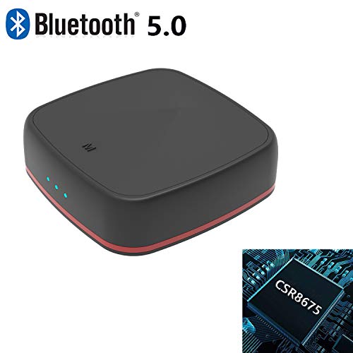 Flybiz Receptor Transmisor Bluetooth 5.0 2 en 1, Adaptador Bluetooth de Audio, Baja latencia aptX para 2 Auriculares, RCA, Adaptador de Audio emisor inalámbrico de 3,5 mm, Sistema Estéreo del Hogar