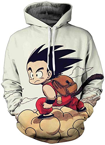 FLYCHEN Sudadera con Capucha para Hombre con 3D Digital Impreso Dragon Ball Goku Super Saiyan Azul Men's Hoodie Hip Hop - Bolsa - M