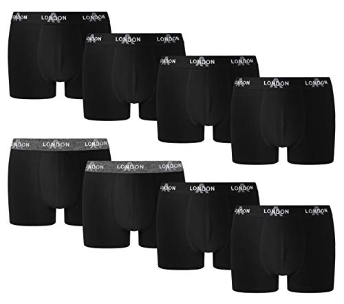 FM London Fitted Boxer, Negro (Black 01), Large (Pack de 8) para Hombre