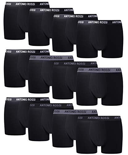 FM London Fitted Boxer para Hombre, Negro, L, Pack de 12