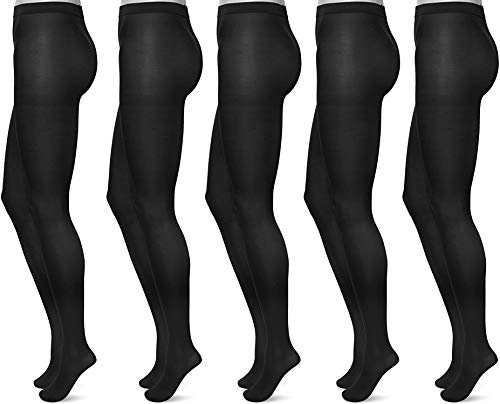 FM London Mujer Medias 40 Denier (lote de 5), Negro , M FM London Mujer Medias 40 Denier (lote de 5), Negro , M