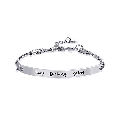 FOR TMT Pulsera Espejo De La Moda Letras Torreón Fuking Va Curvada Pulsera De Acero De Titanio Puede Ser Personalizado De Plata