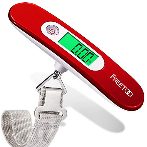 FREETOO Digital Balanza Báscula de Equipaje LCD Portátil Escala de Equipaje 110 lb/50 kg Capacidad Batería Incluida para Viajes Al Aire Libre (Rojo) FREETOO Digital Balanza Báscula de Equipaje LCD Portátil Escala de Equipaje 110 lb/50 kg Capacidad Batería Incluida para Viajes Al Aire Libre (Rojo)