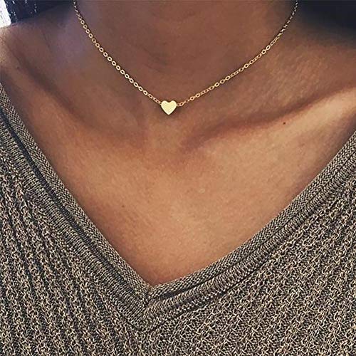 Froomer Collar Plateado Chapado en Oro con corazón, Plata, Gold, AS Froomer Collar Plateado Chapado en Oro con corazón, Plata, Gold, AS