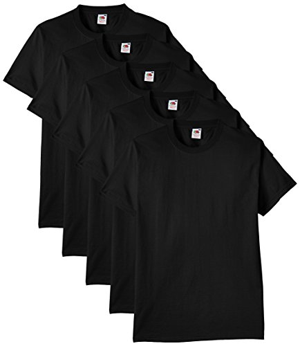 Fruit of the Loom Heavy Cotton tee Shirt 5 Pack Camiseta, Negro, Small (Pack de 5) para Hombre Fruit of the Loom Heavy Cotton tee Shirt 5 Pack Camiseta, Negro, Small (Pack de 5) para Hombre